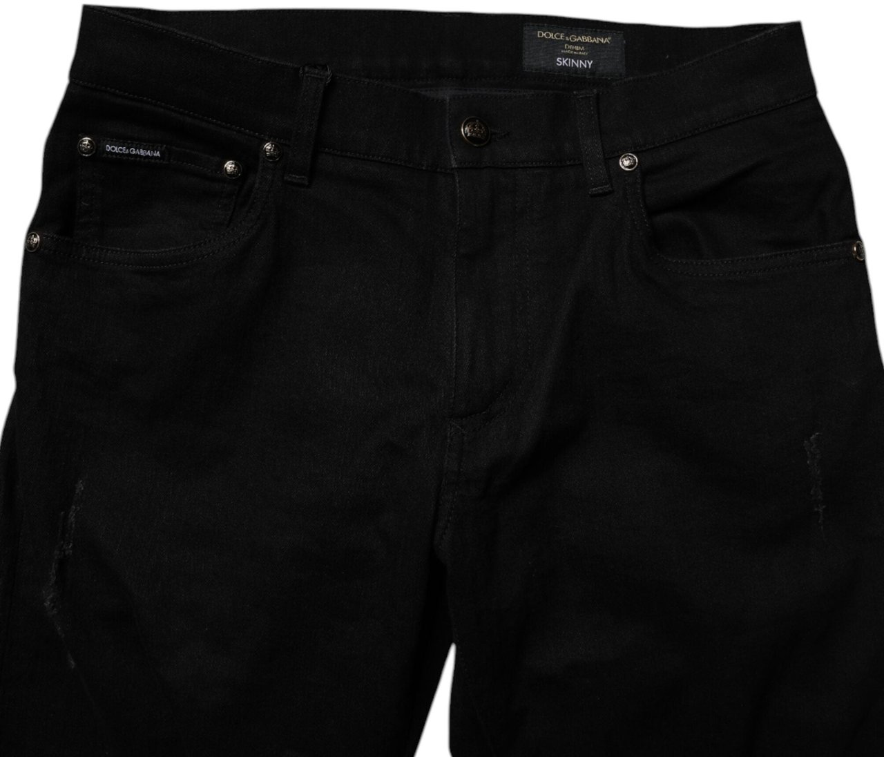 Dolce & Gabbana Black Cotton Stretch Skinny Men Denim Jeans Zwart