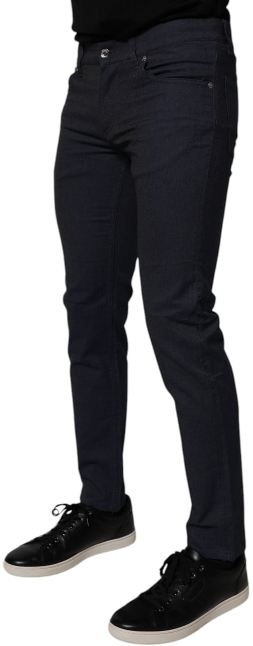 Dolce & Gabbana Dark Blue Cotton Stretch Skinny Denim Jeans Blauw
