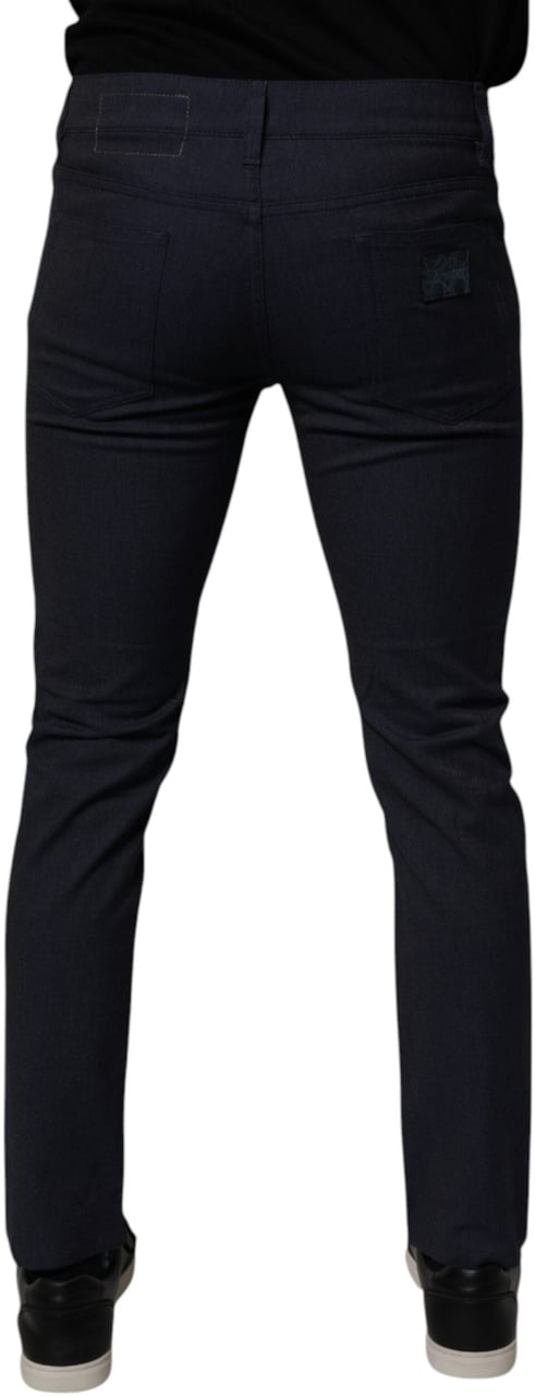 Dolce & Gabbana Dark Blue Cotton Stretch Skinny Denim Jeans Blauw
