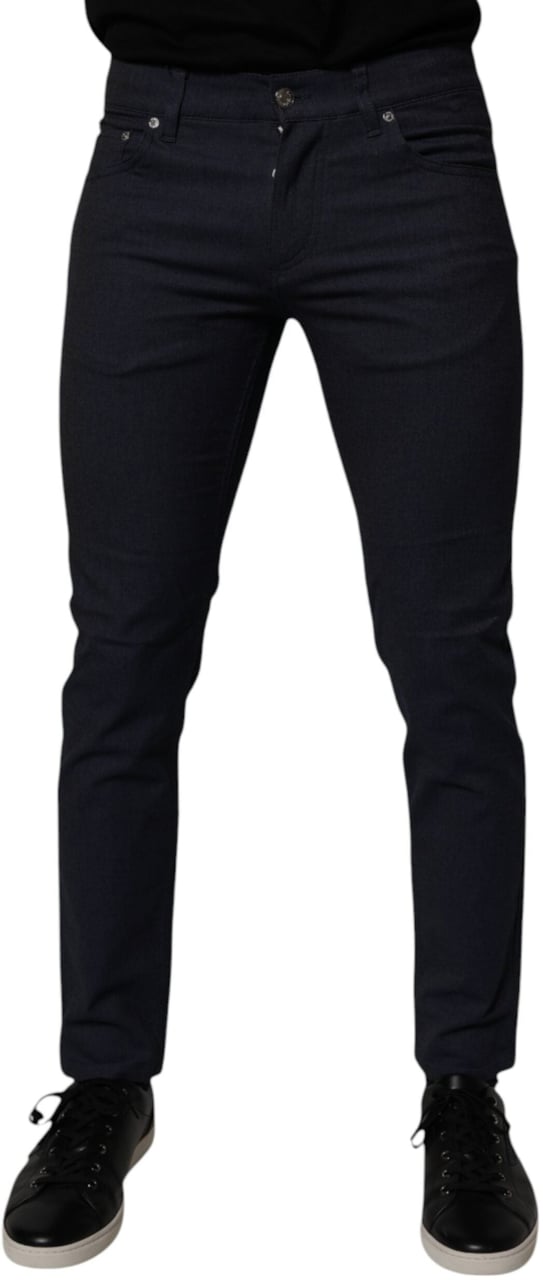 Dolce & Gabbana Dark Blue Cotton Stretch Skinny Denim Jeans Blauw