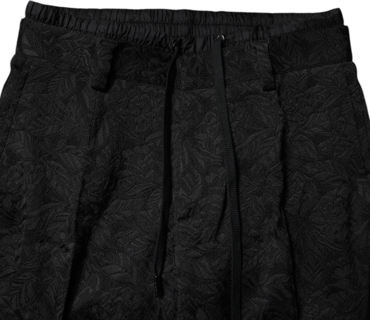 Dolce & Gabbana Black Brocade Polyester Skinny Dress Pants Zwart