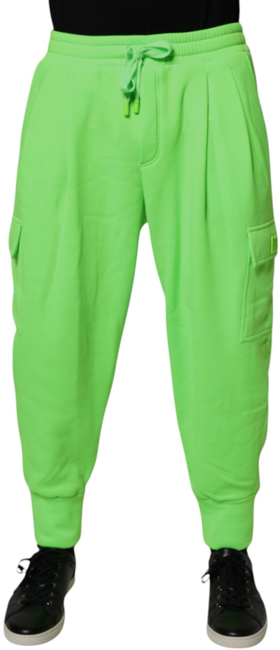 Dolce & Gabbana Neon Green Cargo Jogger Men Sweatpants Pants Lichtgrijs
