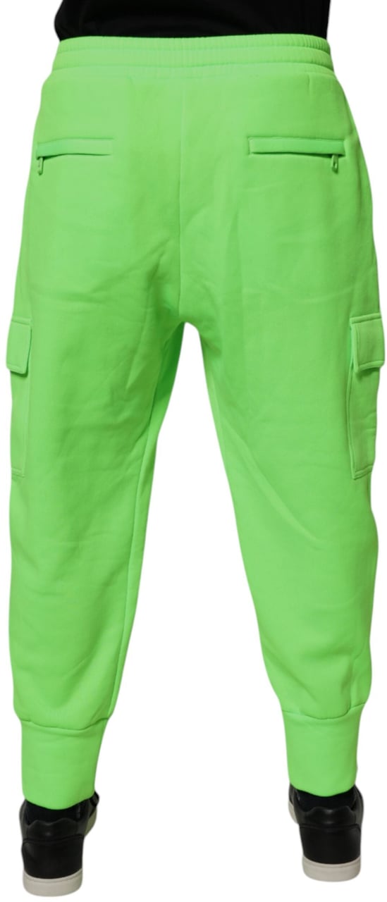 Dolce & Gabbana Neon Green Cargo Jogger Men Sweatpants Pants Lichtgrijs