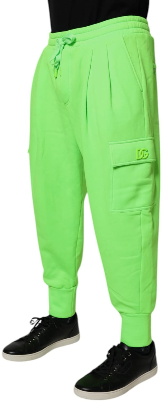 Dolce & Gabbana Neon Green Cargo Jogger Men Sweatpants Pants Lichtgrijs