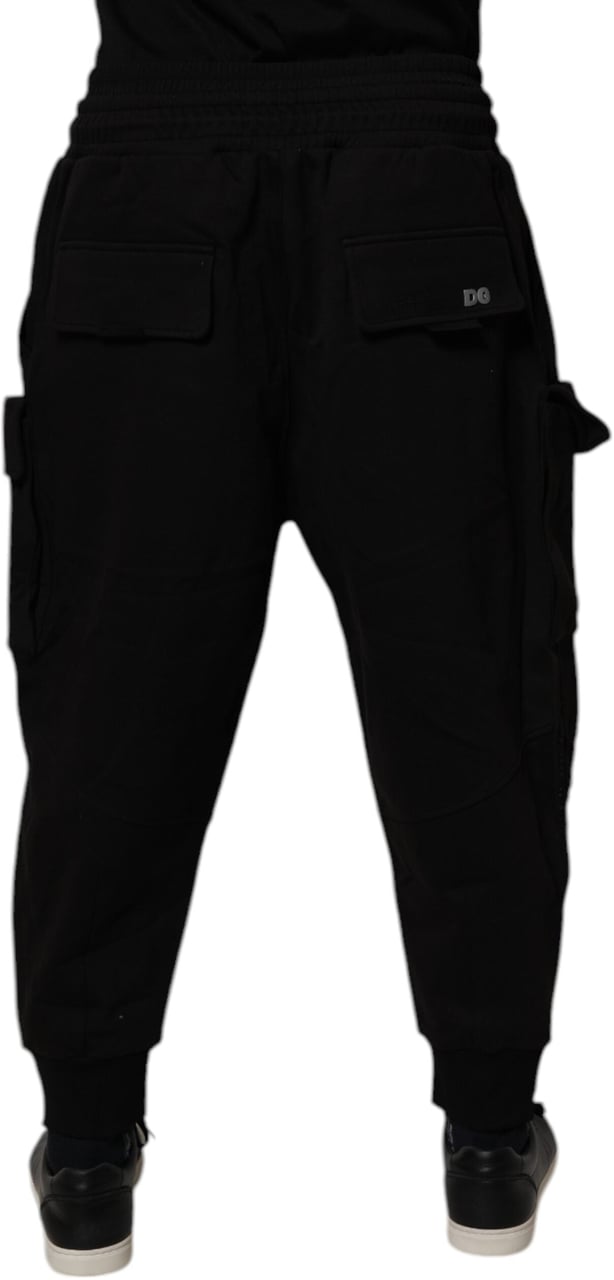 Dolce & Gabbana Black Cotton Men Cargo Jogger Sweatpants Pants Zwart