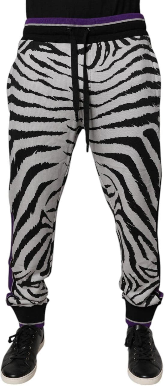 Dolce & Gabbana Black White Zebra Men Jogger Sweatpants Pants Divers