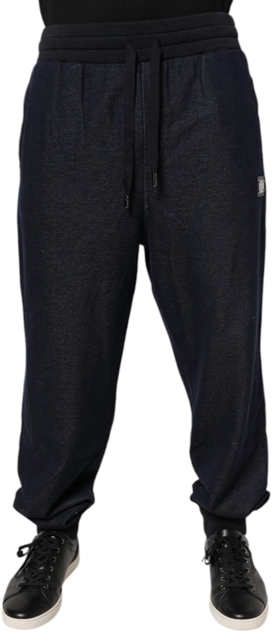 Dolce & Gabbana Black Jacquard Jogger Men Sweatpants Pants Zwart
