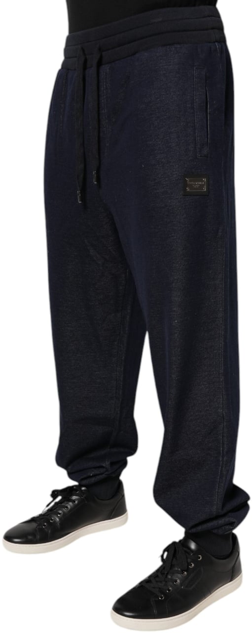 Dolce & Gabbana Black Jacquard Jogger Men Sweatpants Pants Zwart