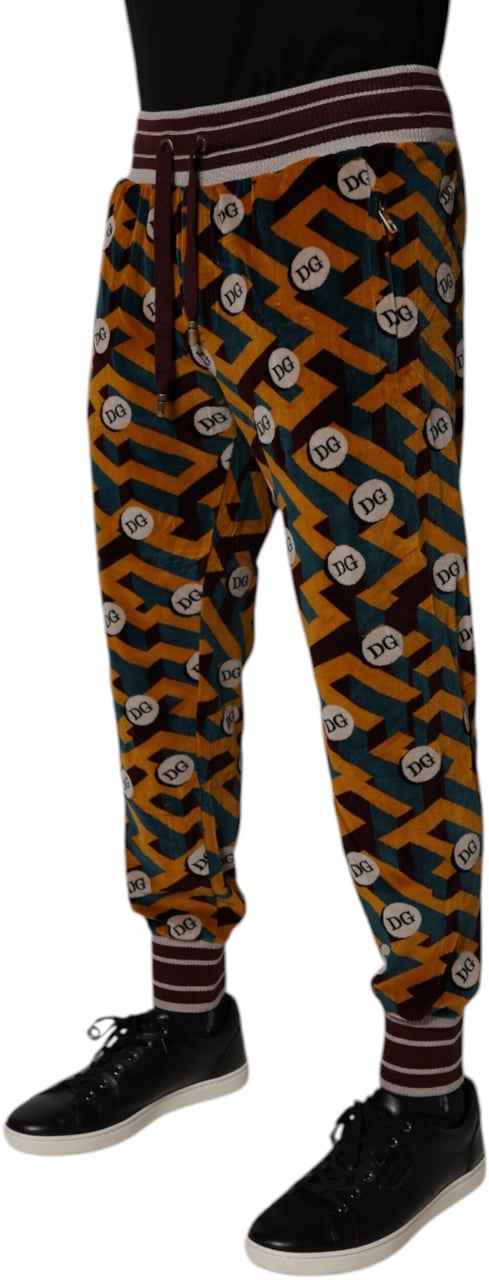 Dolce & Gabbana Multicolor Logo Monogram Jogger Sweatpants Pants Zwart