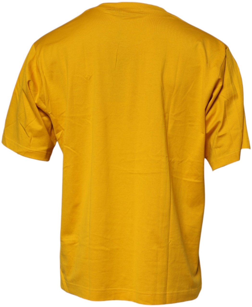 Dolce & Gabbana Dark Yellow Logo Cotton Men Crew Neck T-shirt Geel