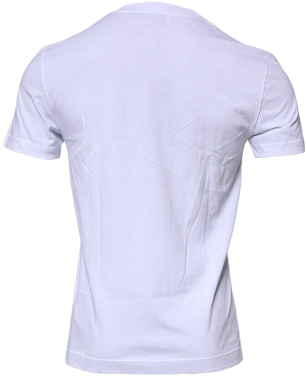 Dolce & Gabbana White Logo Plaque Cotton Crew Neck T-shirt Wit