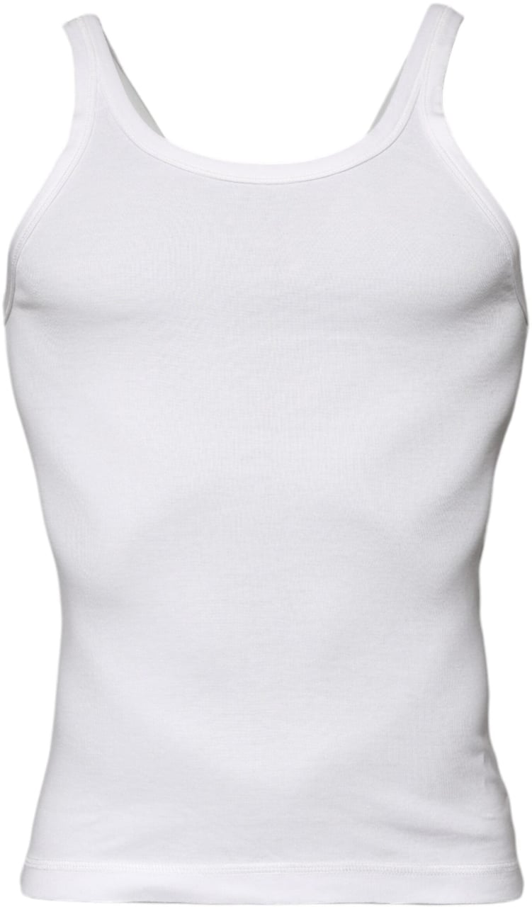 Dolce & Gabbana Ivory Cotton Sleeveless Round Neck Tank T-shirt Wit