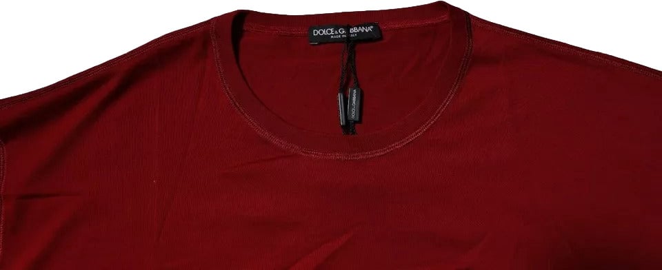 Dolce & Gabbana Red Logo Tape Cotton Crew Neck T-shirt Wit