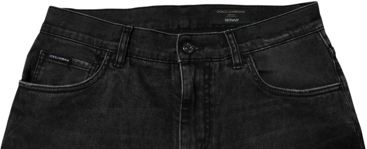 Dolce & Gabbana Black Cotton Stretch Skinny Men Denim Jeans Zwart