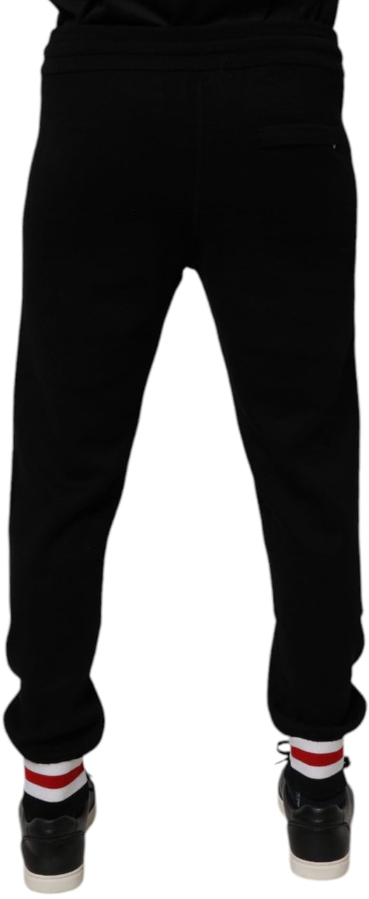 Dolce & Gabbana Black Wool Mid Waist Jogger Sweatpants Pants Zwart
