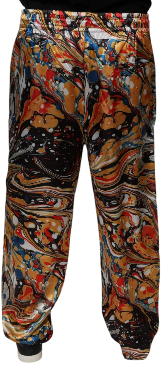 Dolce & Gabbana Multicolor Marble Satin Men Tracksuit Pants Divers