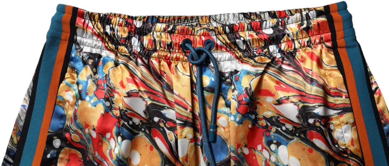Dolce & Gabbana Multicolor Marble Satin Men Tracksuit Pants Divers