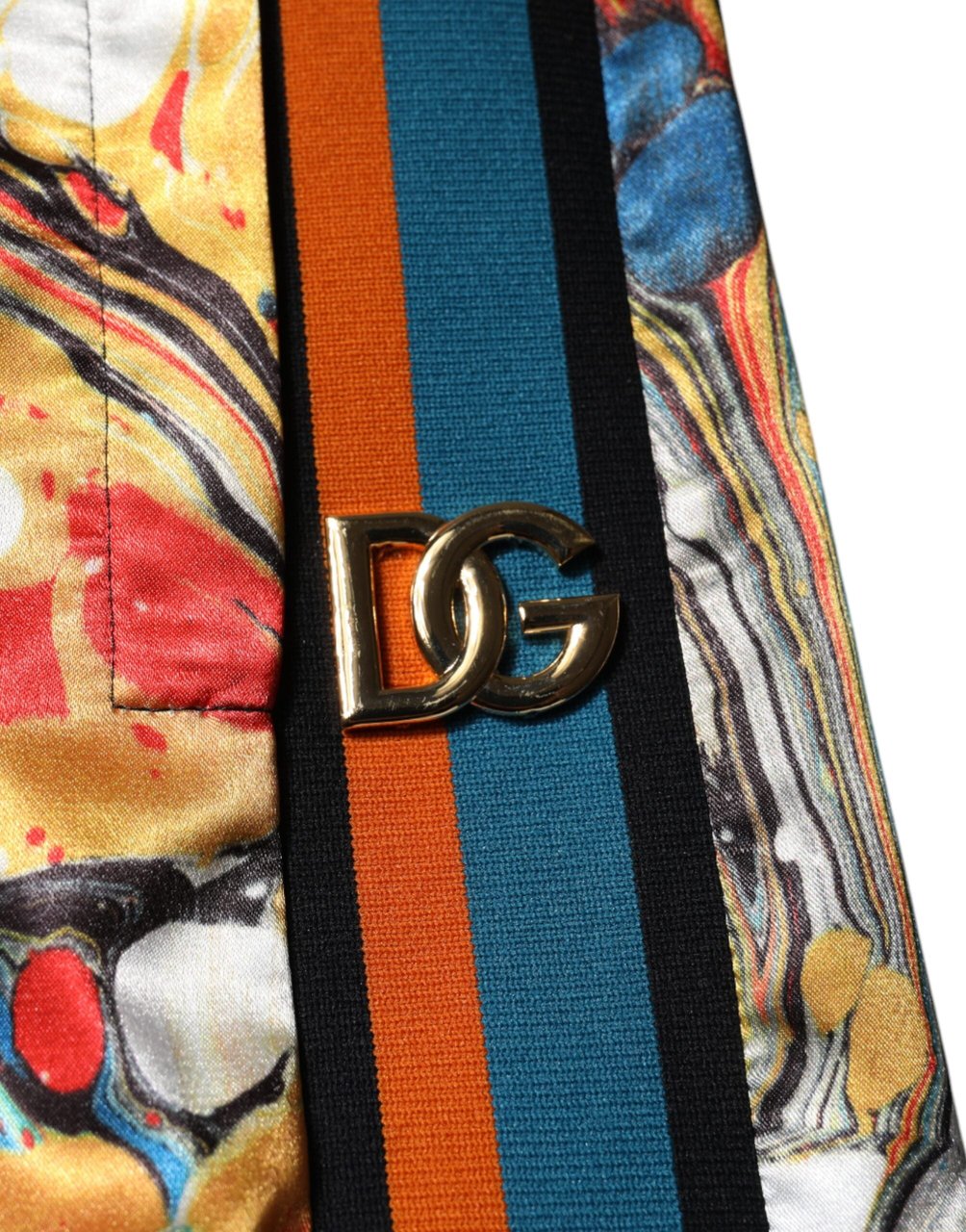 Dolce & Gabbana Multicolor Marble Satin Men Tracksuit Pants Divers