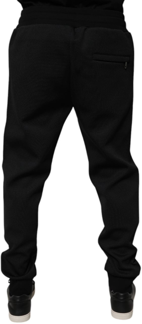Dolce & Gabbana Black Polyester Men Jogger Sweatpants Pants Zwart