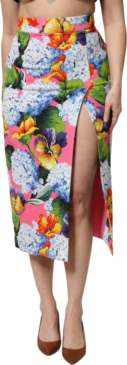Dolce & Gabbana Multicolor Floral High Waist Midi Skirt Divers