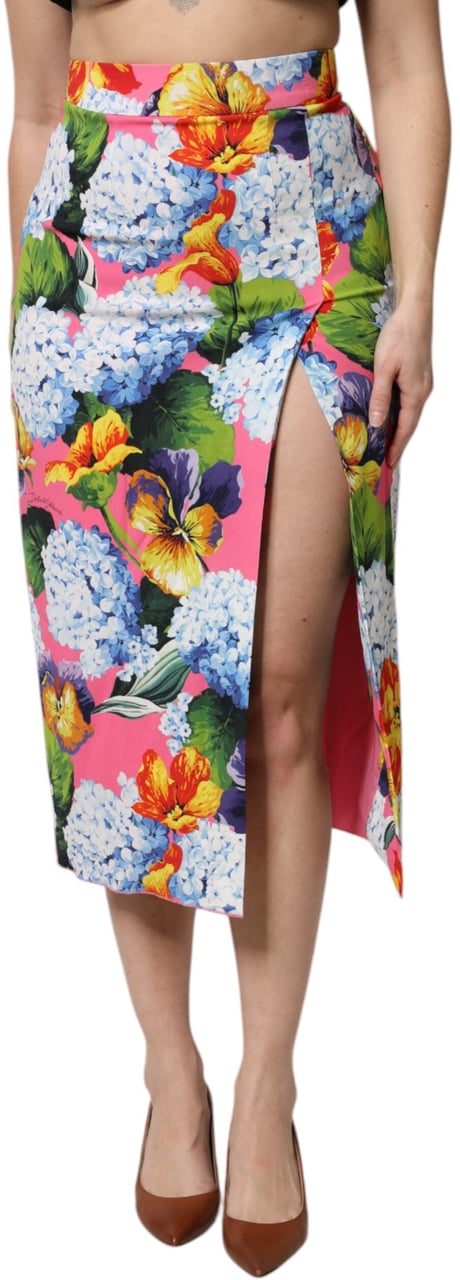 Dolce & Gabbana Multicolor Floral High Waist Midi Skirt Divers