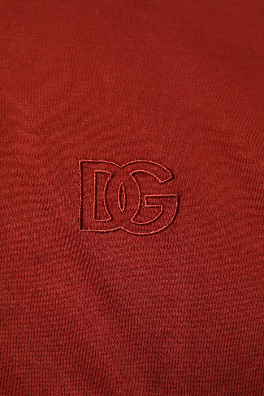 Dolce & Gabbana Red Cotton DG Logo Collared Men Polo T-shirt Rood