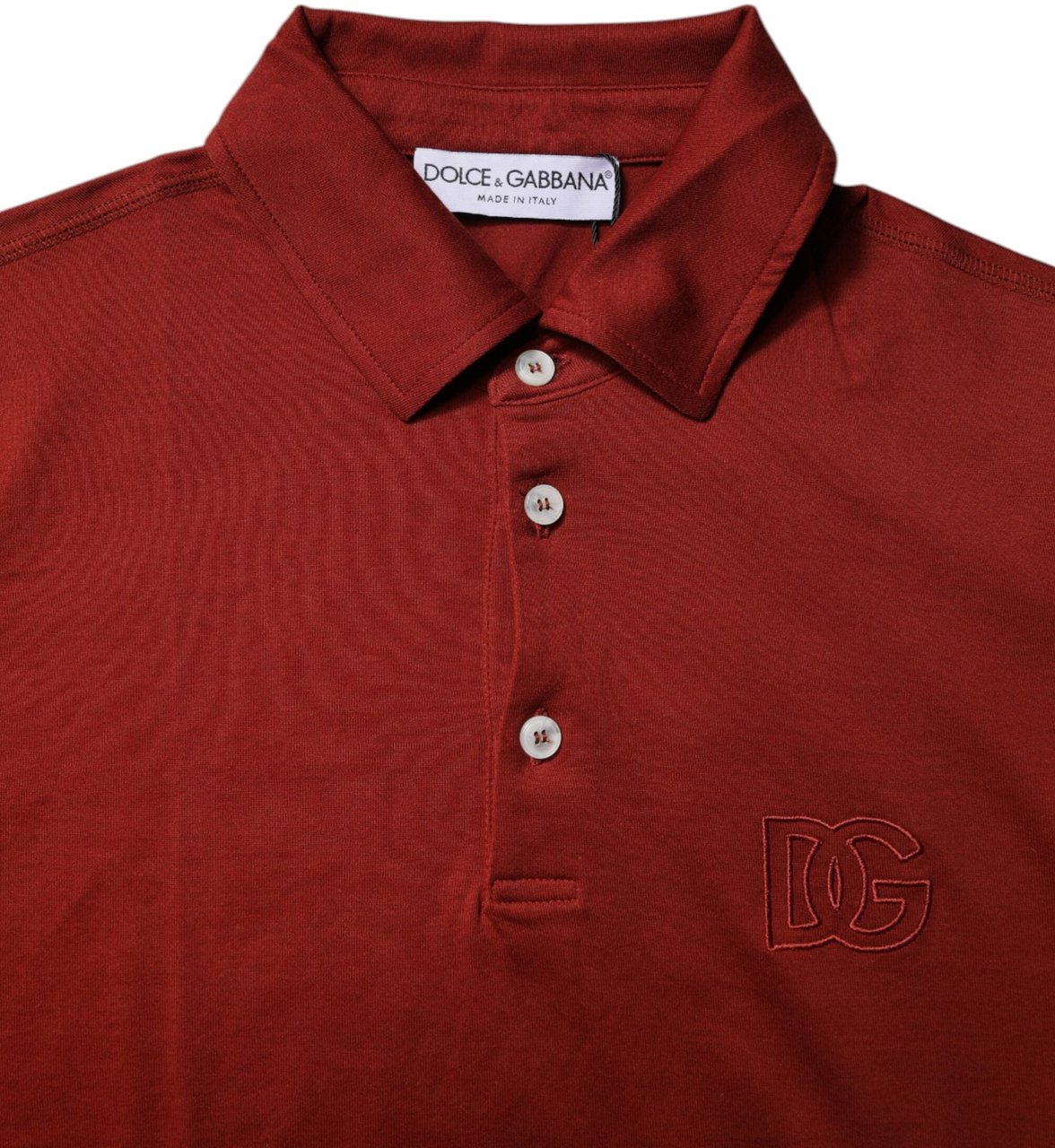 Dolce & Gabbana Red Cotton DG Logo Collared Men Polo T-shirt Rood