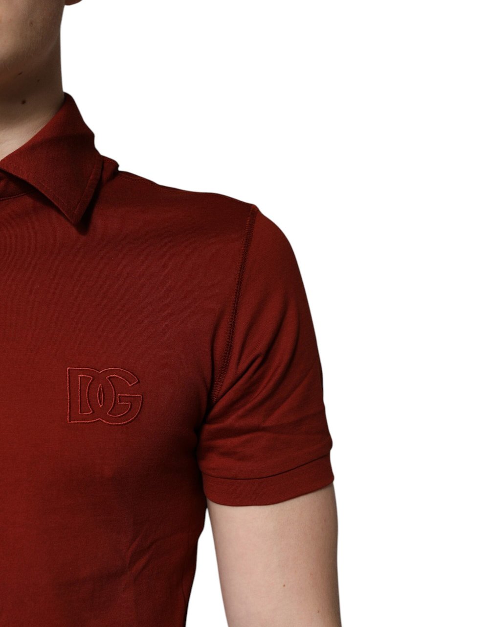 Dolce & Gabbana Red Cotton DG Logo Collared Men Polo T-shirt Rood