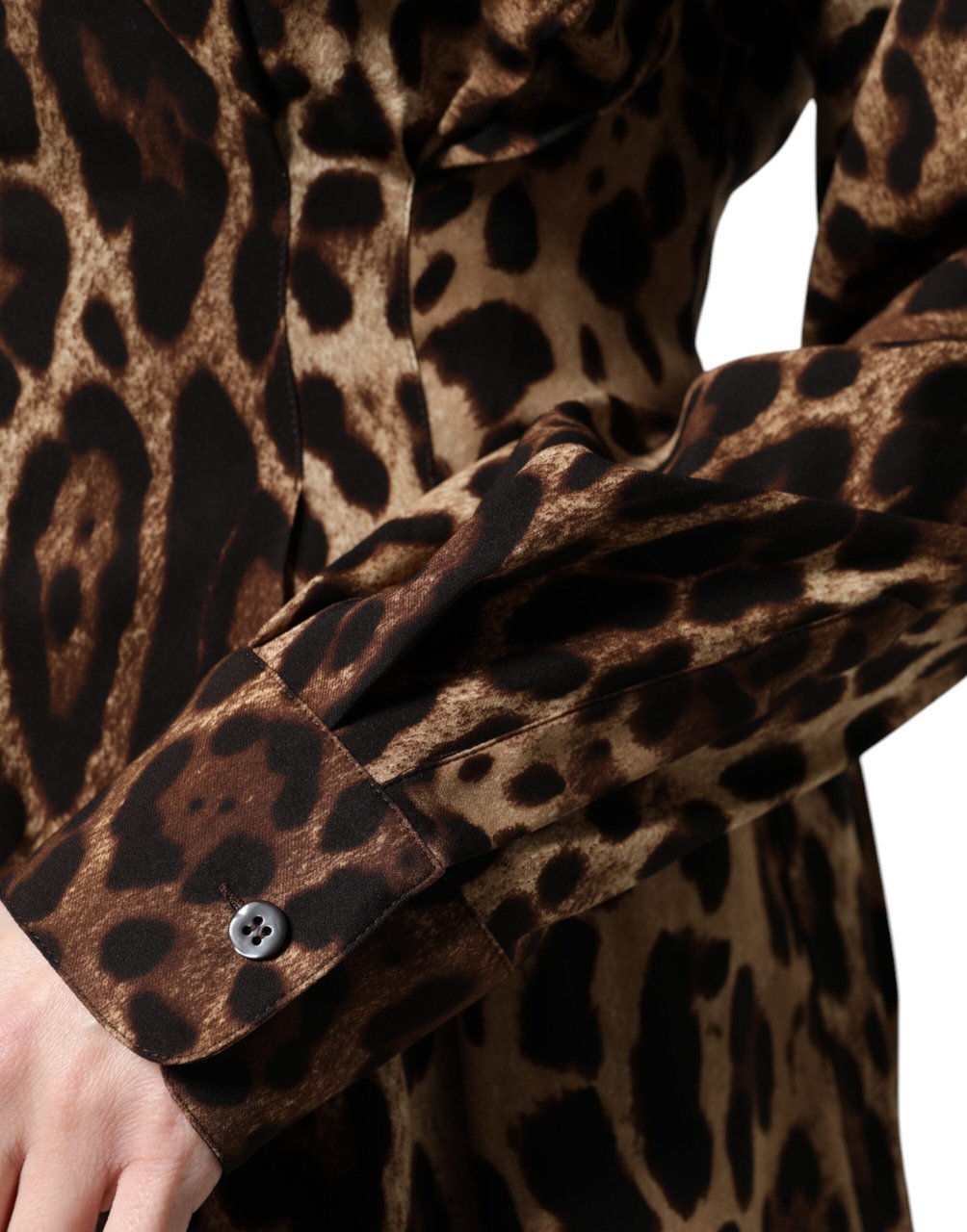 Dolce & Gabbana Brown Leopard Silk Button Down Coat Jacket Bruin