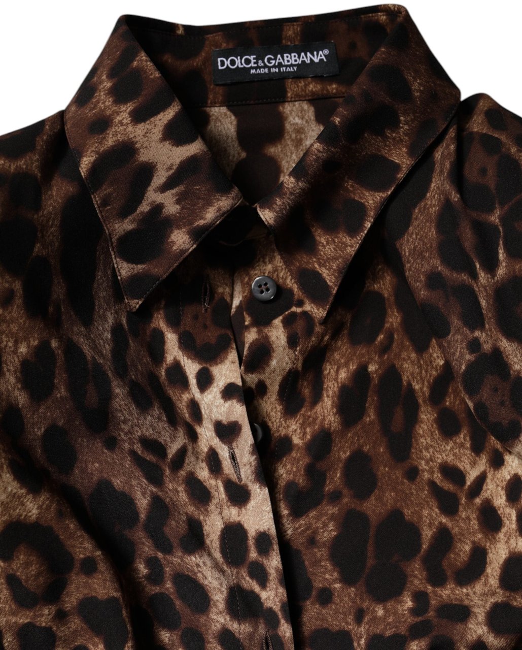 Dolce & Gabbana Brown Leopard Silk Button Down Coat Jacket Bruin
