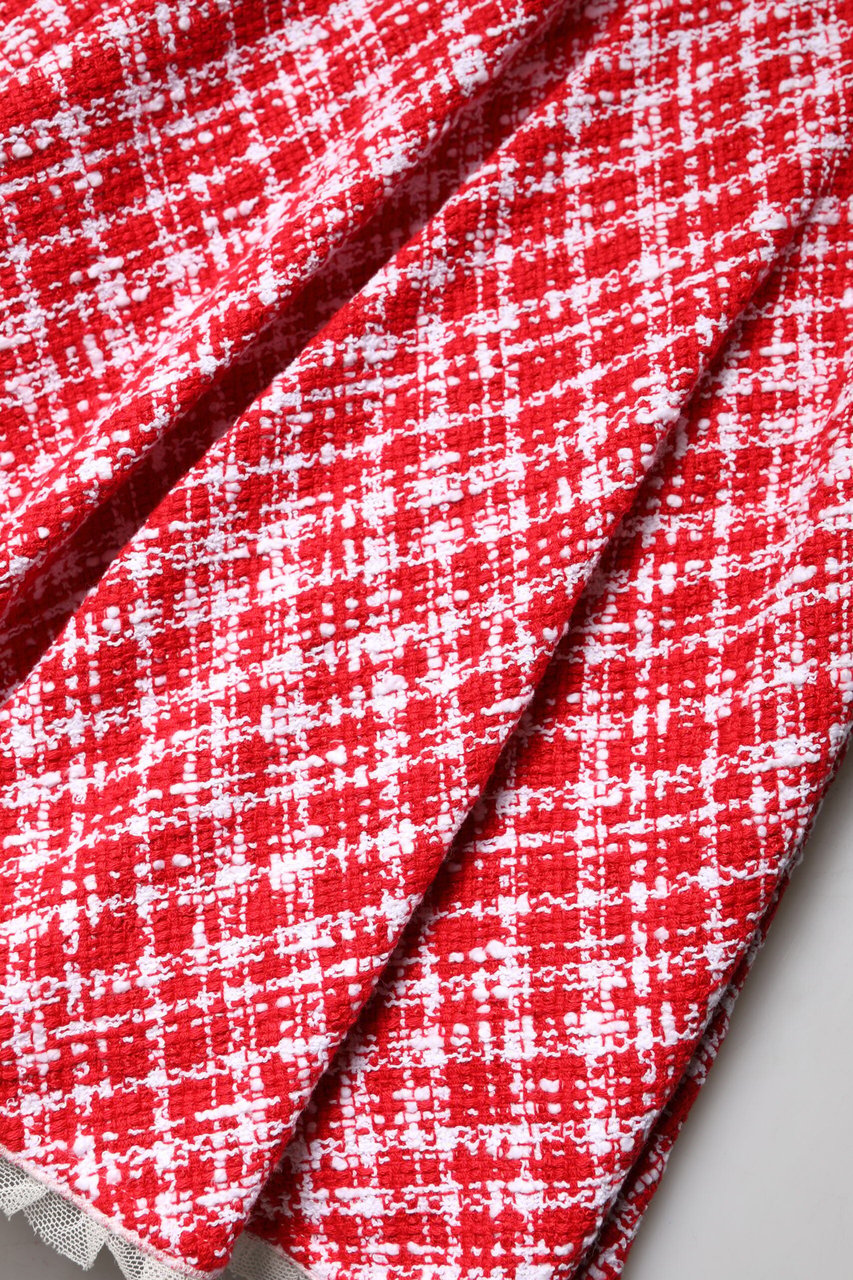 Dolce & Gabbana Red White High Waist A-line Above Knee Skirt Wit