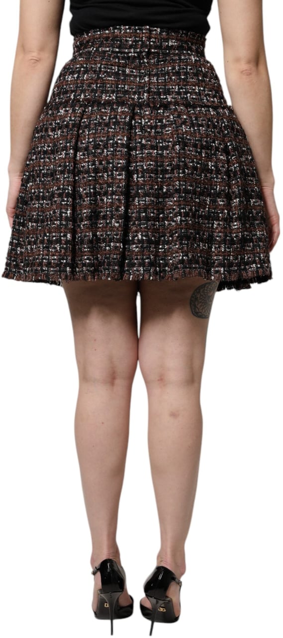 Dolce & Gabbana Multicolor High Waist Tartan Tweed Mini Skirt Divers