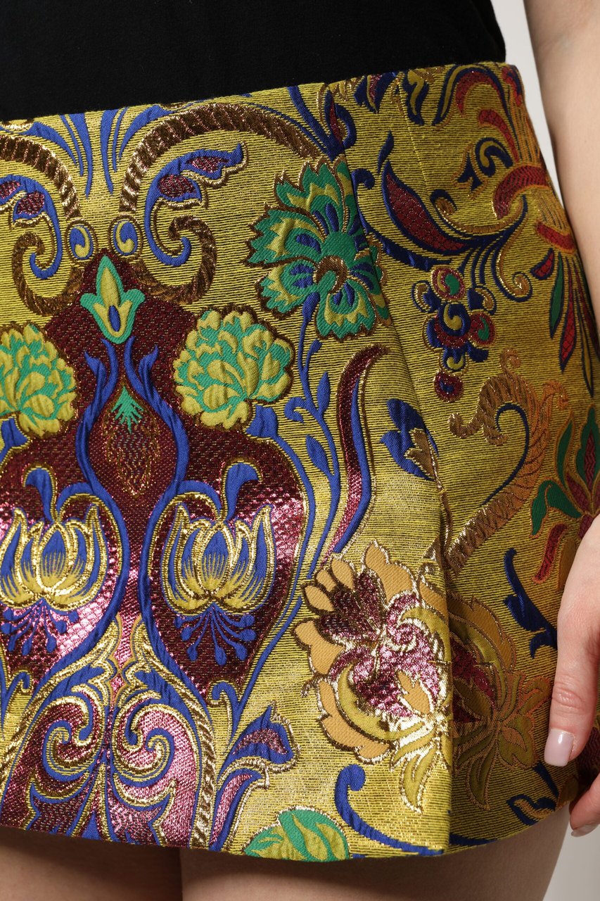 Dolce & Gabbana Multicolor Floral Jacquard Mid Waist Mini Skirt Divers