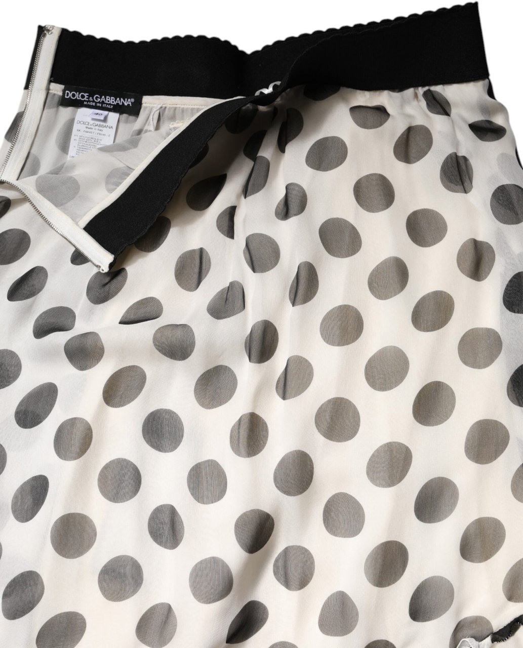 Dolce & Gabbana White Black Polka Dots Knee Length Skirt Divers