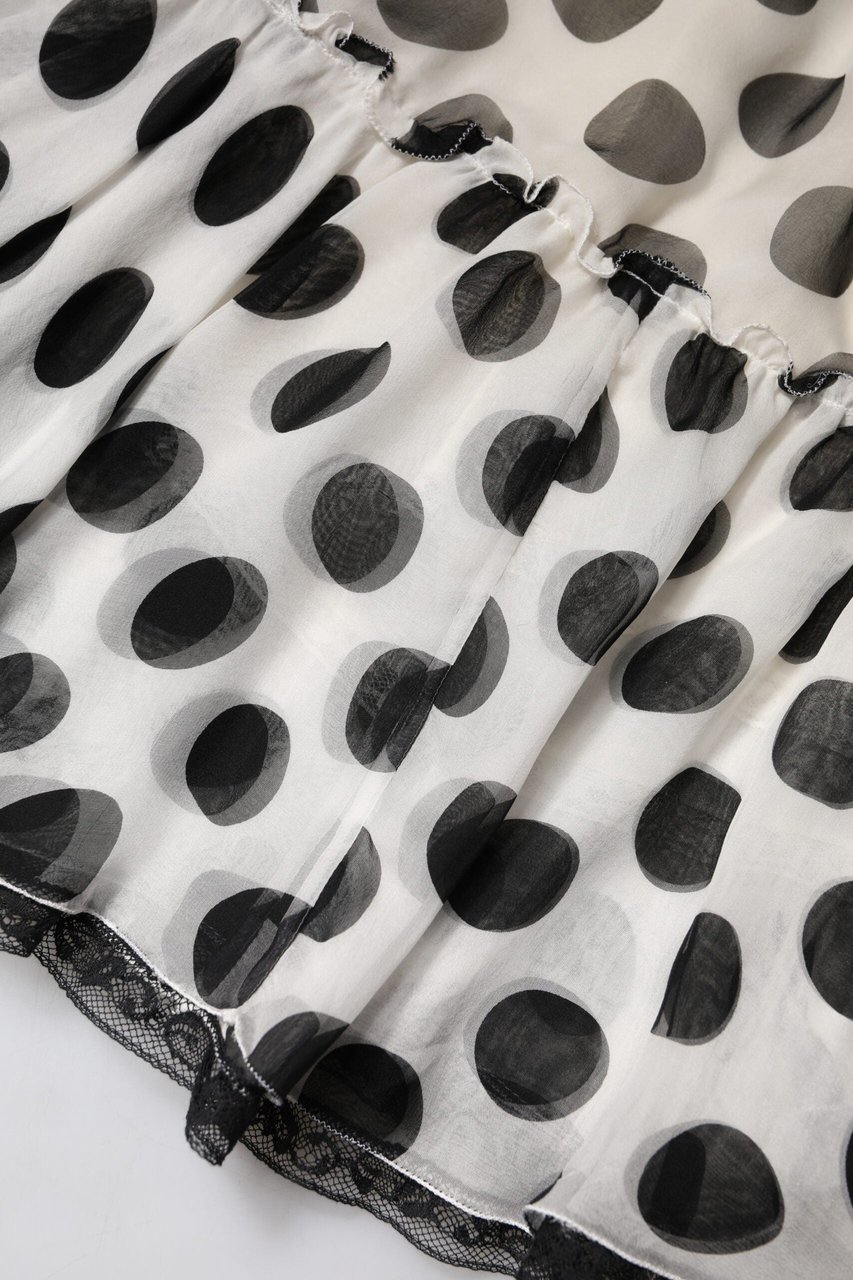 Dolce & Gabbana White Black Polka Dots Knee Length Skirt Divers