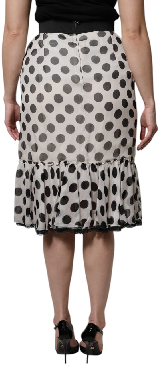 Dolce & Gabbana White Black Polka Dots Knee Length Skirt Divers