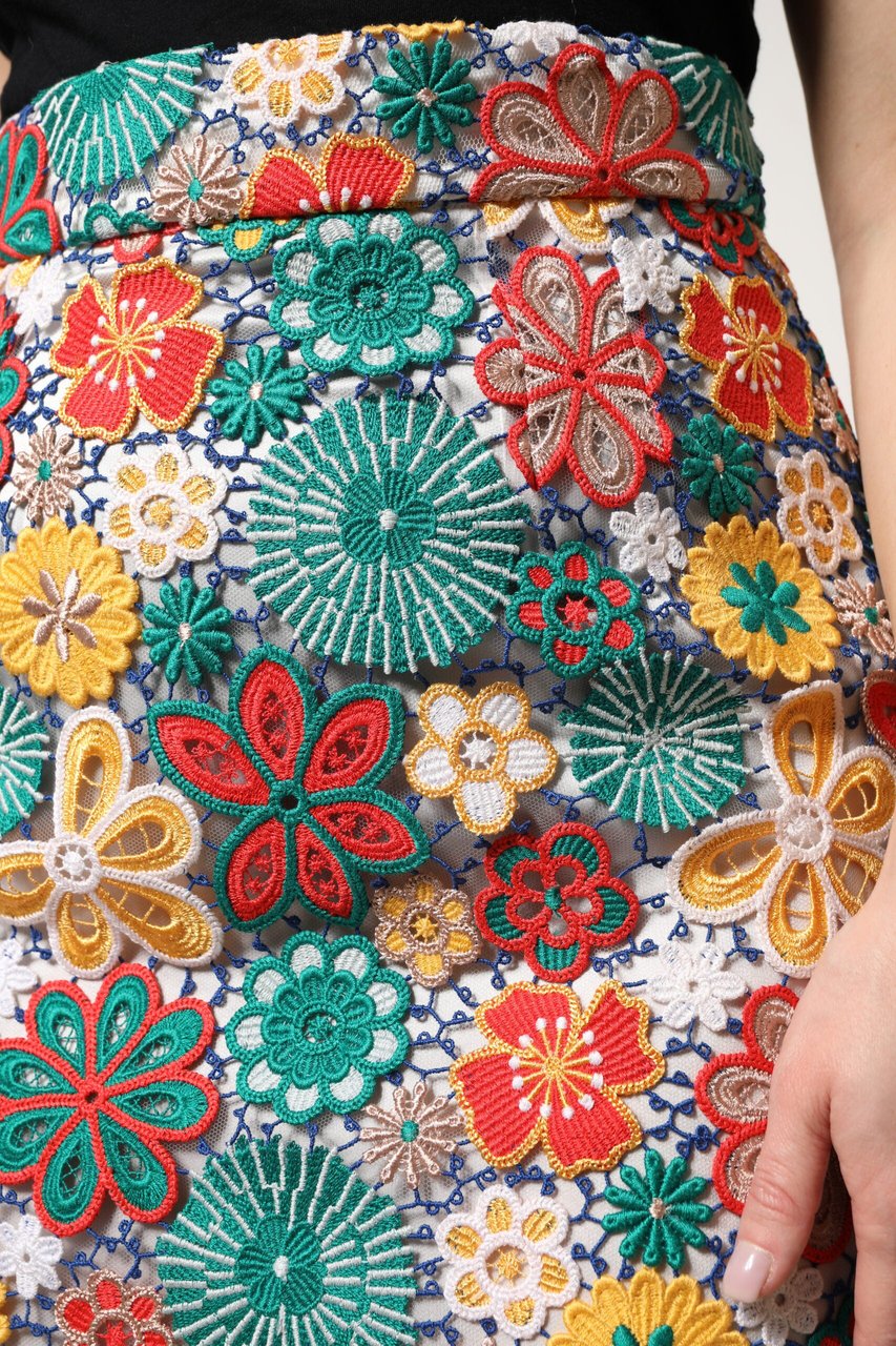 Dolce & Gabbana Multicolor Floral Lace High Waist Mini Skirt Divers