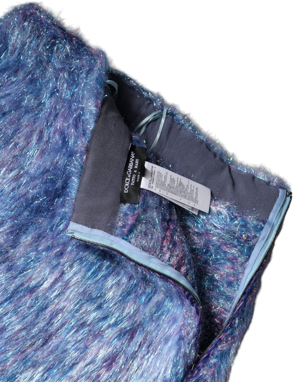 Dolce & Gabbana Multicolor Plush High Waist Mini Skirt Divers
