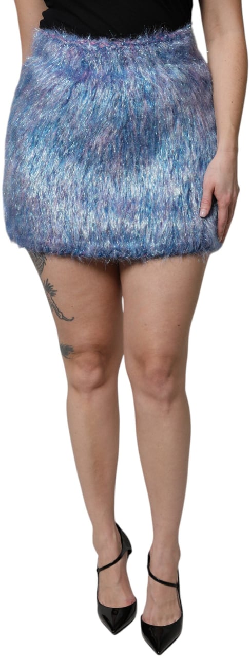 Dolce & Gabbana Multicolor Plush High Waist Mini Skirt Divers