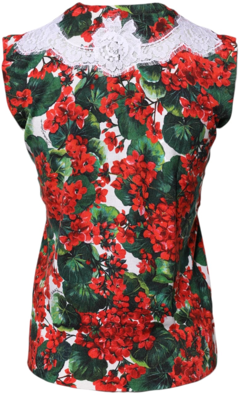 Dolce & Gabbana Multicolor Floral Lace Sleeveless Tank Top Divers