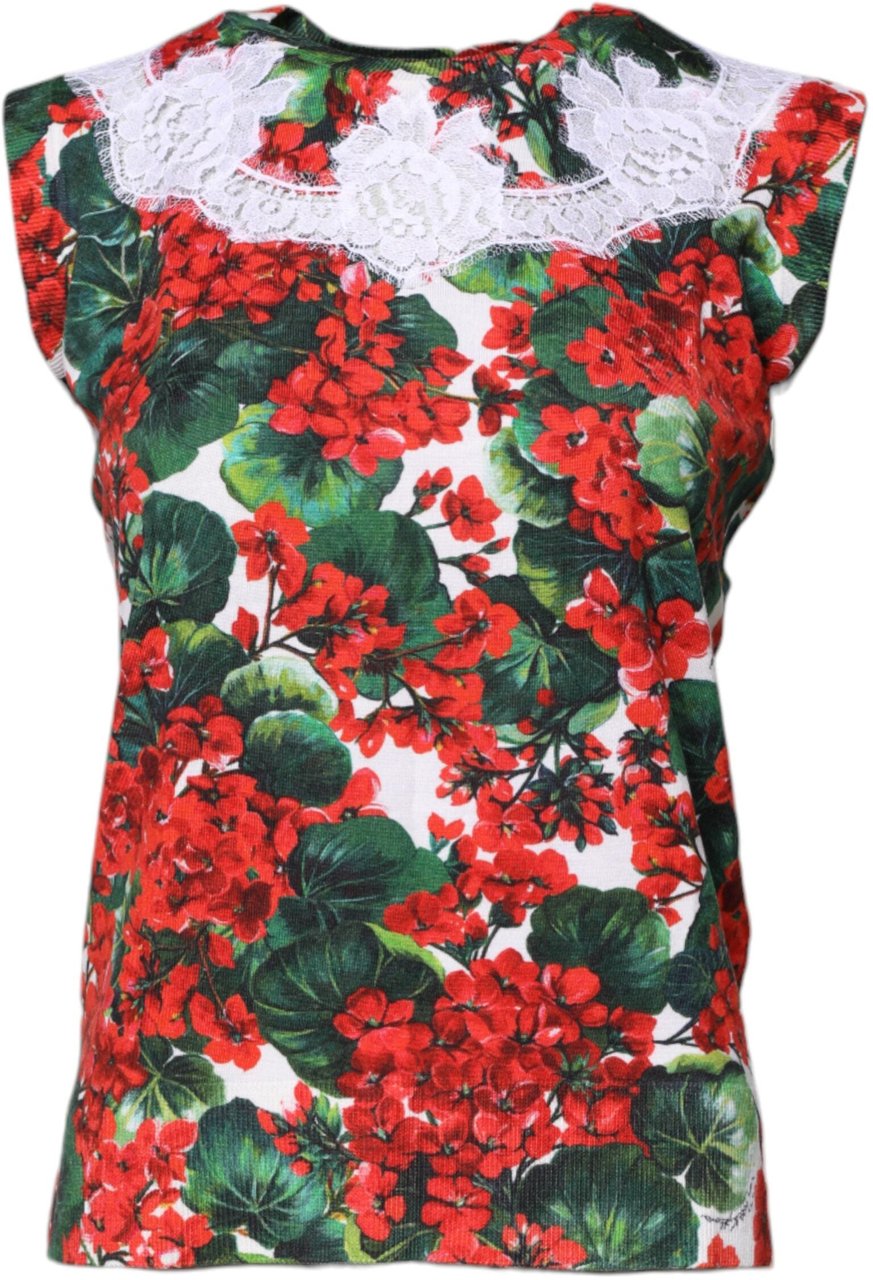 Dolce & Gabbana Multicolor Floral Lace Sleeveless Tank Top Divers