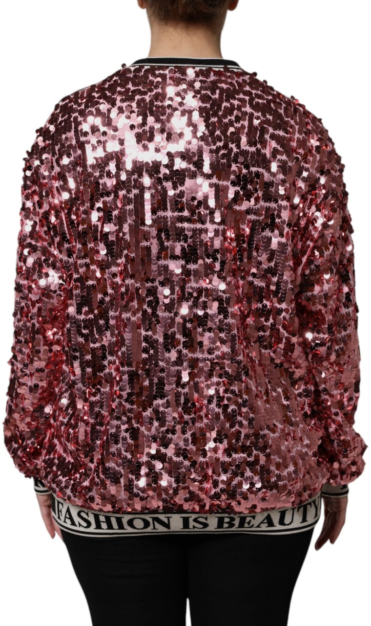 Dolce & Gabbana Pink DG Queen Sequin Pullover Sweater Zwart