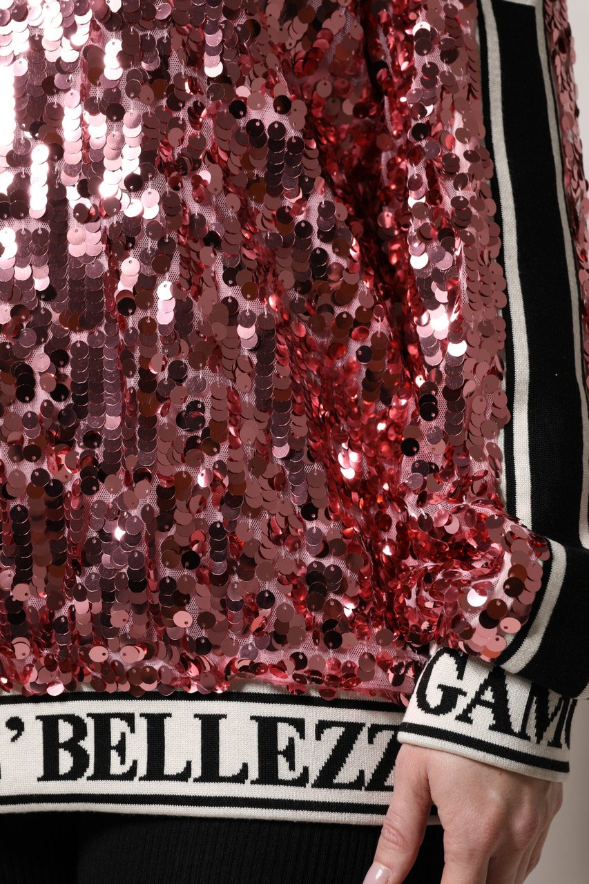 Dolce & Gabbana Pink DG Queen Sequin Pullover Sweater Zwart