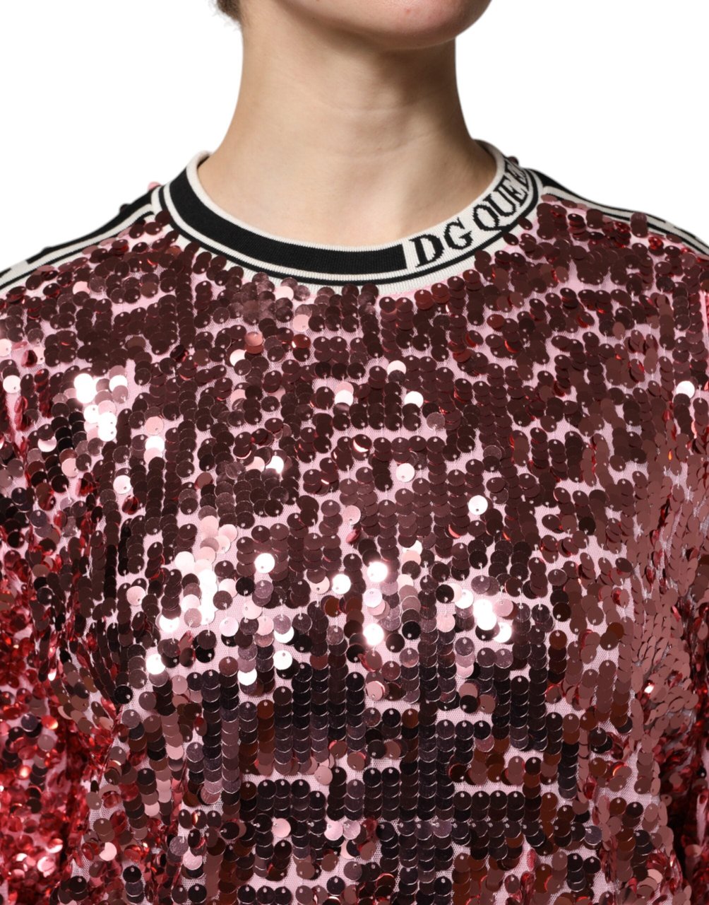 Dolce & Gabbana Pink DG Queen Sequin Pullover Sweater Zwart