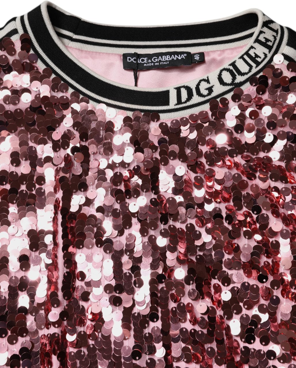 Dolce & Gabbana Pink DG Queen Sequin Pullover Sweater Zwart