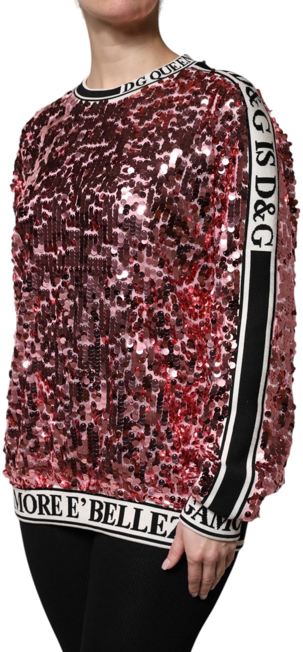 Dolce & Gabbana Pink DG Queen Sequin Pullover Sweater Zwart