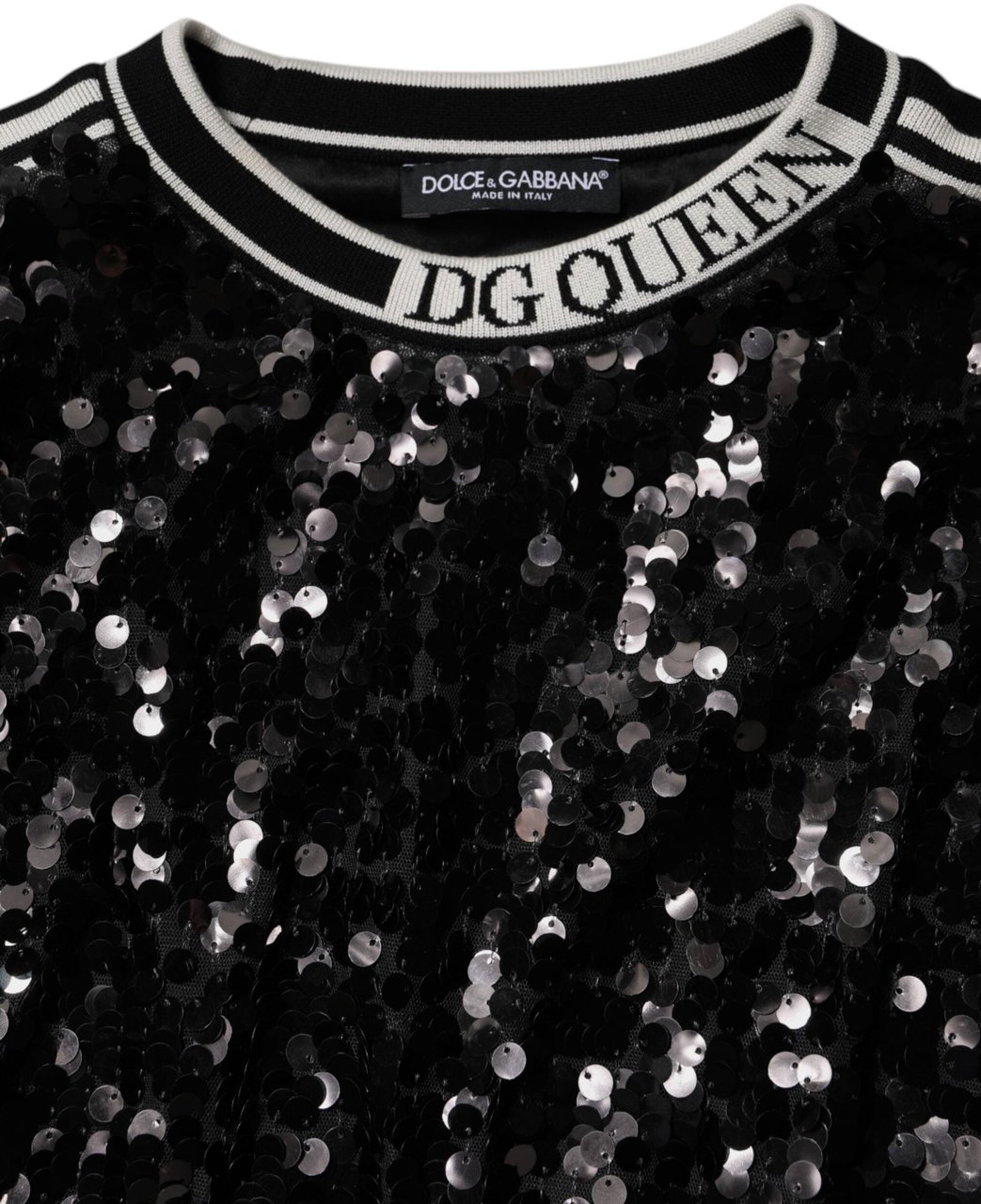 Dolce & Gabbana Black DG Queen Sequin Pullover Sweater Zwart