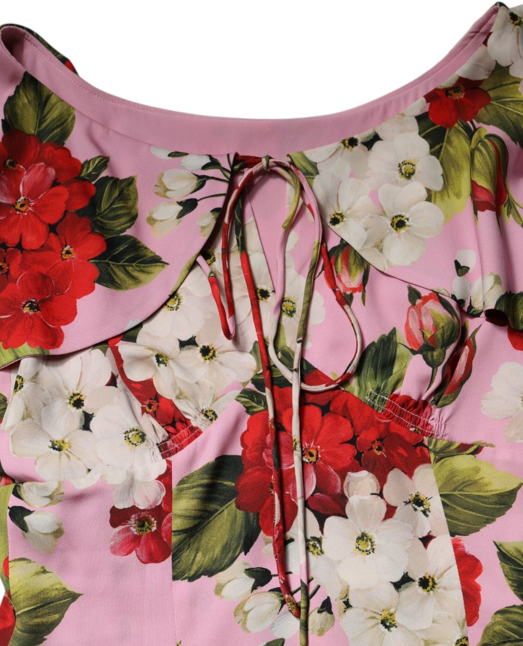 Dolce & Gabbana Pink Floral Silk Short Sleeves Blouse Top Roze