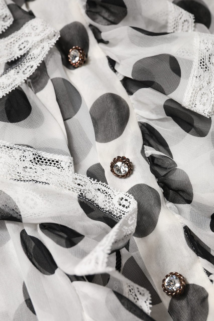 Dolce & Gabbana White Black Polka Dot Cotton Sleeveless Top Divers