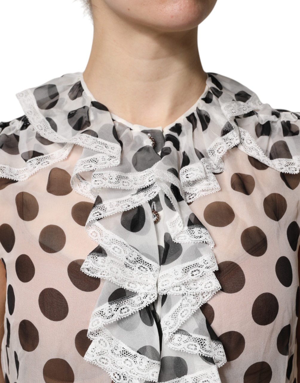 Dolce & Gabbana White Black Polka Dot Cotton Sleeveless Top Divers